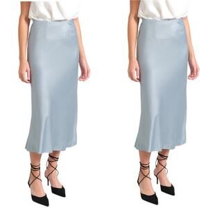 Modern Citizen Emi Light Blue Satin Skirt